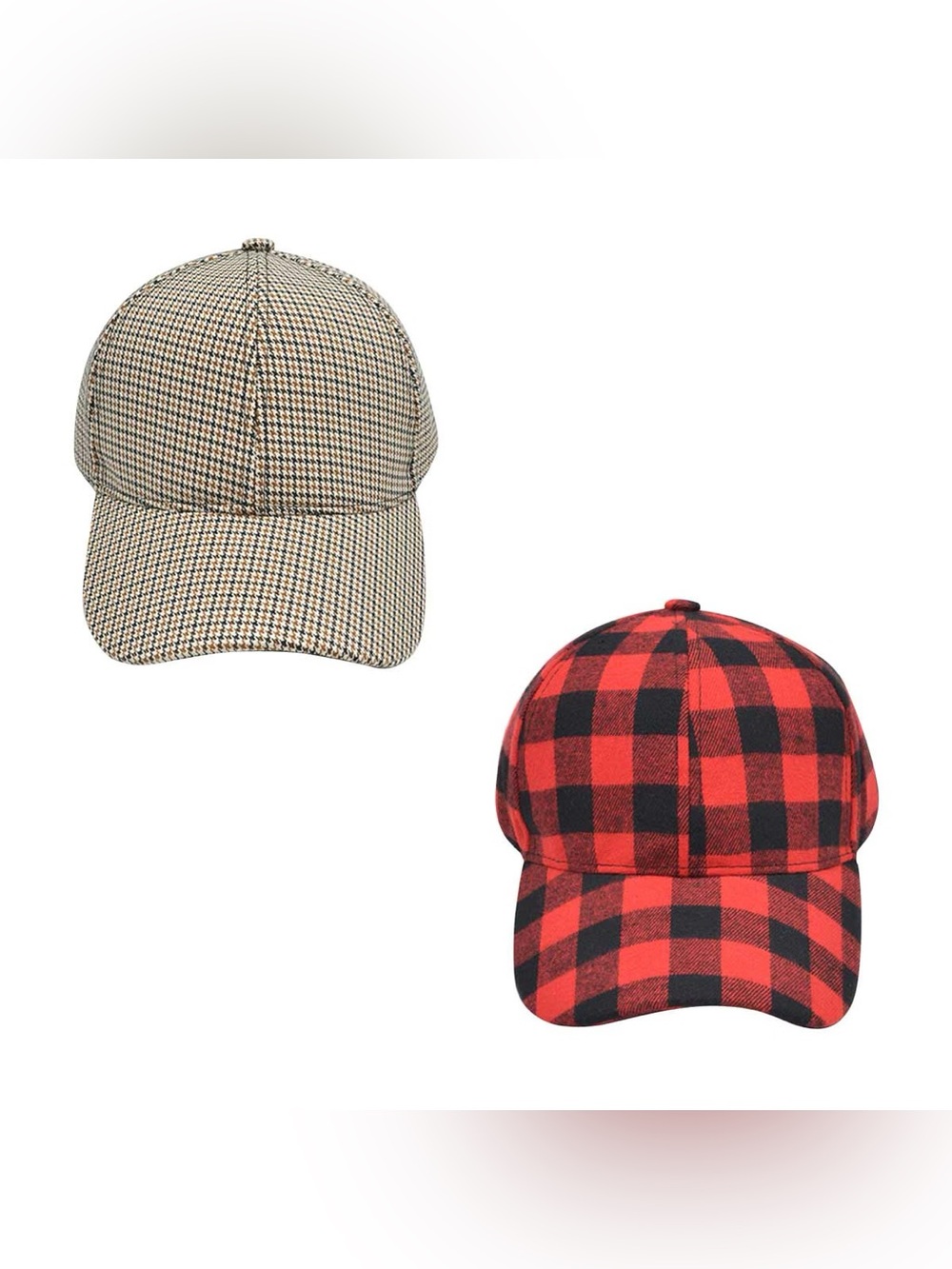 Women's Plaid & Houndstooth Baseball Cap, Assorted